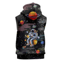 Funny Astronaut Fishing In Space Christmas Sleeveless Zip Hoodie Xmas Holiday Patterns - Wonder Print Shop