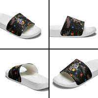 Funny Astronaut Fishing In Space Christmas Slide Sandals Xmas Holiday Patterns - Wonder Print Shop
