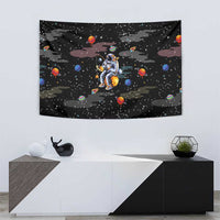 Funny Astronaut Fishing In Space Christmas Tapestry Xmas Holiday Patterns - Wonder Print Shop