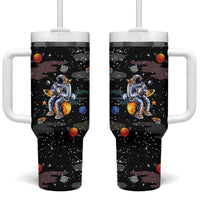 Funny Astronaut Fishing In Space Christmas Tumbler With Handle Xmas Holiday Patterns - Wonder Print Shop
