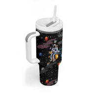 Funny Astronaut Fishing In Space Christmas Tumbler With Handle Xmas Holiday Patterns - Wonder Print Shop