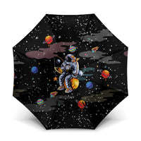 Funny Astronaut Fishing In Space Christmas Umbrella Xmas Holiday Patterns - Wonder Print Shop