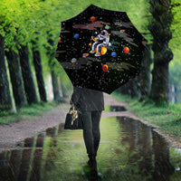 Funny Astronaut Fishing In Space Christmas Umbrella Xmas Holiday Patterns - Wonder Print Shop