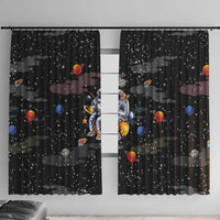 Funny Astronaut Fishing In Space Christmas Window Curtain Xmas Holiday Patterns - Wonder Print Shop