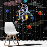 Funny Astronaut Fishing In Space Christmas Window Curtain Xmas Holiday Patterns - Wonder Print Shop