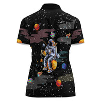 Funny Astronaut Fishing In Space Christmas Women Polo Shirt Xmas Holiday Patterns - Wonder Print Shop