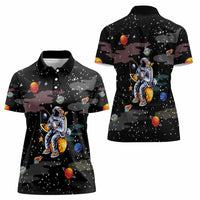 Funny Astronaut Fishing In Space Christmas Women Polo Shirt Xmas Holiday Patterns - Wonder Print Shop