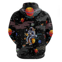 Funny Astronaut Fishing In Space Christmas Zip Hoodie Xmas Holiday Patterns - Wonder Print Shop