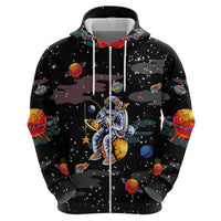 Funny Astronaut Fishing In Space Christmas Zip Hoodie Xmas Holiday Patterns - Wonder Print Shop