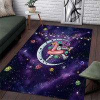 Funny Astronauts Sit On Flamingo Christmas Area Rug Xmas Holiday Patterns - Wonder Print Shop
