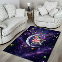 Funny Astronauts Sit On Flamingo Christmas Area Rug Xmas Holiday Patterns - Wonder Print Shop