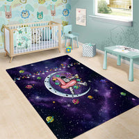 Funny Astronauts Sit On Flamingo Christmas Area Rug Xmas Holiday Patterns - Wonder Print Shop