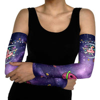 Funny Astronauts Sit On Flamingo Christmas Arm Sleeves Xmas Holiday Patterns - Wonder Print Shop