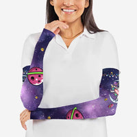 Funny Astronauts Sit On Flamingo Christmas Arm Sleeves Xmas Holiday Patterns - Wonder Print Shop