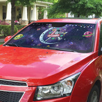 Funny Astronauts Sit On Flamingo Christmas Auto Sun Shade Xmas Holiday Patterns - Wonder Print Shop