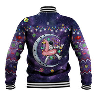 Funny Astronauts Sit On Flamingo Christmas Baseball Jacket Xmas Holiday Patterns - Wonder Print Shop
