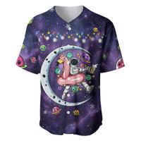 Funny Astronauts Sit On Flamingo Christmas Baseball Jersey Xmas Holiday Patterns - Wonder Print Shop