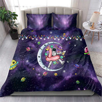 Funny Astronauts Sit On Flamingo Christmas Bedding Set Xmas Holiday Patterns - Wonder Print Shop