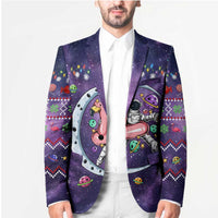 Funny Astronauts Sit On Flamingo Christmas Blazer Xmas Holiday Patterns - Wonder Print Shop