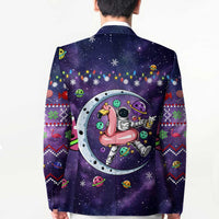 Funny Astronauts Sit On Flamingo Christmas Blazer Xmas Holiday Patterns - Wonder Print Shop