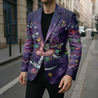 Funny Astronauts Sit On Flamingo Christmas Blazer Xmas Holiday Patterns - Wonder Print Shop