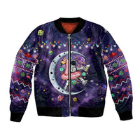Funny Astronauts Sit On Flamingo Christmas Bomber Jacket Xmas Holiday Patterns - Wonder Print Shop