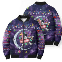 Funny Astronauts Sit On Flamingo Christmas Bomber Puffer Jacket Xmas Holiday Patterns - Wonder Print Shop