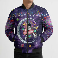 Funny Astronauts Sit On Flamingo Christmas Bomber Puffer Jacket Xmas Holiday Patterns - Wonder Print Shop