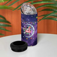 Funny Astronauts Sit On Flamingo Christmas 4 in 1 Can Cooler Tumbler Xmas Holiday Patterns - Wonder Print Shop