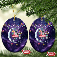 Funny Astronauts Sit On Flamingo Christmas Ceramic Ornament Xmas Holiday Patterns - Wonder Print Shop