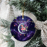 Funny Astronauts Sit On Flamingo Christmas Ceramic Ornament Xmas Holiday Patterns - Wonder Print Shop