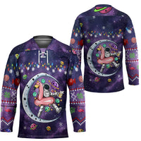 Funny Astronauts Sit On Flamingo Christmas Hockey Jersey Xmas Holiday Patterns - Wonder Print Shop