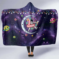Funny Astronauts Sit On Flamingo Christmas Hooded Blanket Xmas Holiday Patterns - Wonder Print Shop