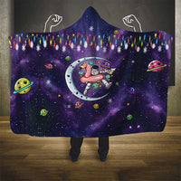 Funny Astronauts Sit On Flamingo Christmas Hooded Blanket Xmas Holiday Patterns - Wonder Print Shop