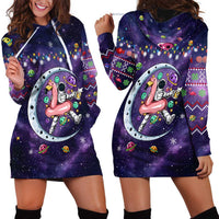 Funny Astronauts Sit On Flamingo Christmas Hoodie Dress Xmas Holiday Patterns - Wonder Print Shop