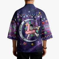 Funny Astronauts Sit On Flamingo Christmas Kimono Xmas Holiday Patterns - Wonder Print Shop