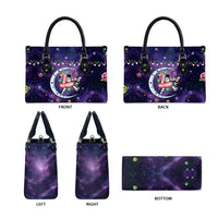 Funny Astronauts Sit On Flamingo Christmas Leather Bag Xmas Holiday Patterns - Wonder Print Shop