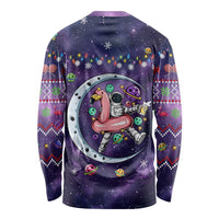 Funny Astronauts Sit On Flamingo Christmas Long Sleeve Shirt Xmas Holiday Patterns - Wonder Print Shop