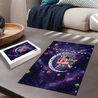 Funny Astronauts Sit On Flamingo Christmas Puzzle Xmas Holiday Patterns - Wonder Print Shop