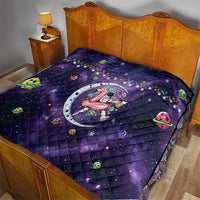 Funny Astronauts Sit On Flamingo Christmas Quilt Xmas Holiday Patterns - Wonder Print Shop