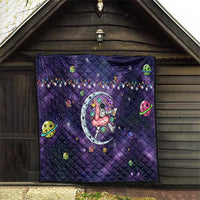 Funny Astronauts Sit On Flamingo Christmas Quilt Xmas Holiday Patterns - Wonder Print Shop
