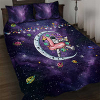 Funny Astronauts Sit On Flamingo Christmas Quilt Bed Set Xmas Holiday Patterns - Wonder Print Shop