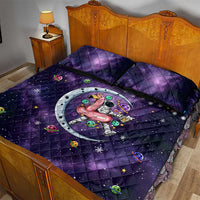 Funny Astronauts Sit On Flamingo Christmas Quilt Bed Set Xmas Holiday Patterns - Wonder Print Shop