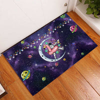 Funny Astronauts Sit On Flamingo Christmas Rubber Doormat Xmas Holiday Patterns - Wonder Print Shop