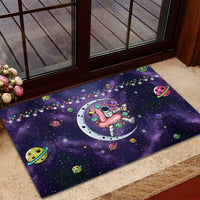 Funny Astronauts Sit On Flamingo Christmas Rubber Doormat Xmas Holiday Patterns - Wonder Print Shop