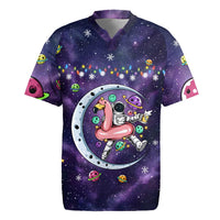 Funny Astronauts Sit On Flamingo Christmas Rugby Jersey Xmas Holiday Patterns - Wonder Print Shop