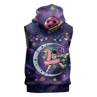 Funny Astronauts Sit On Flamingo Christmas Sleeveless Zip Hoodie Xmas Holiday Patterns - Wonder Print Shop