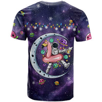 Funny Astronauts Sit On Flamingo Christmas T Shirt Xmas Holiday Patterns - Wonder Print Shop