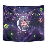 Funny Astronauts Sit On Flamingo Christmas Tapestry Xmas Holiday Patterns - Wonder Print Shop