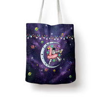 Funny Astronauts Sit On Flamingo Christmas Tote Bag Xmas Holiday Patterns - Wonder Print Shop